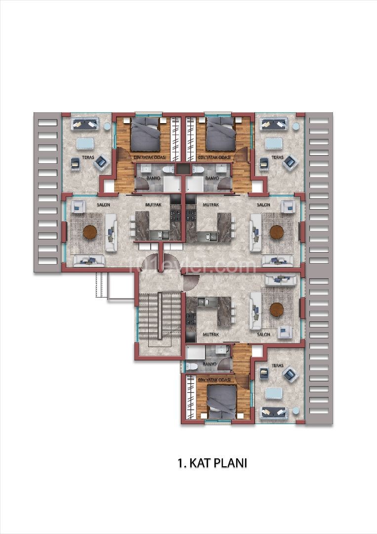 КВАРТИРА 1 + 1 В КИРЕНИИ - АЛСАНКАК, 50 M2 + 10 M2 ТЕРРАСА ** 