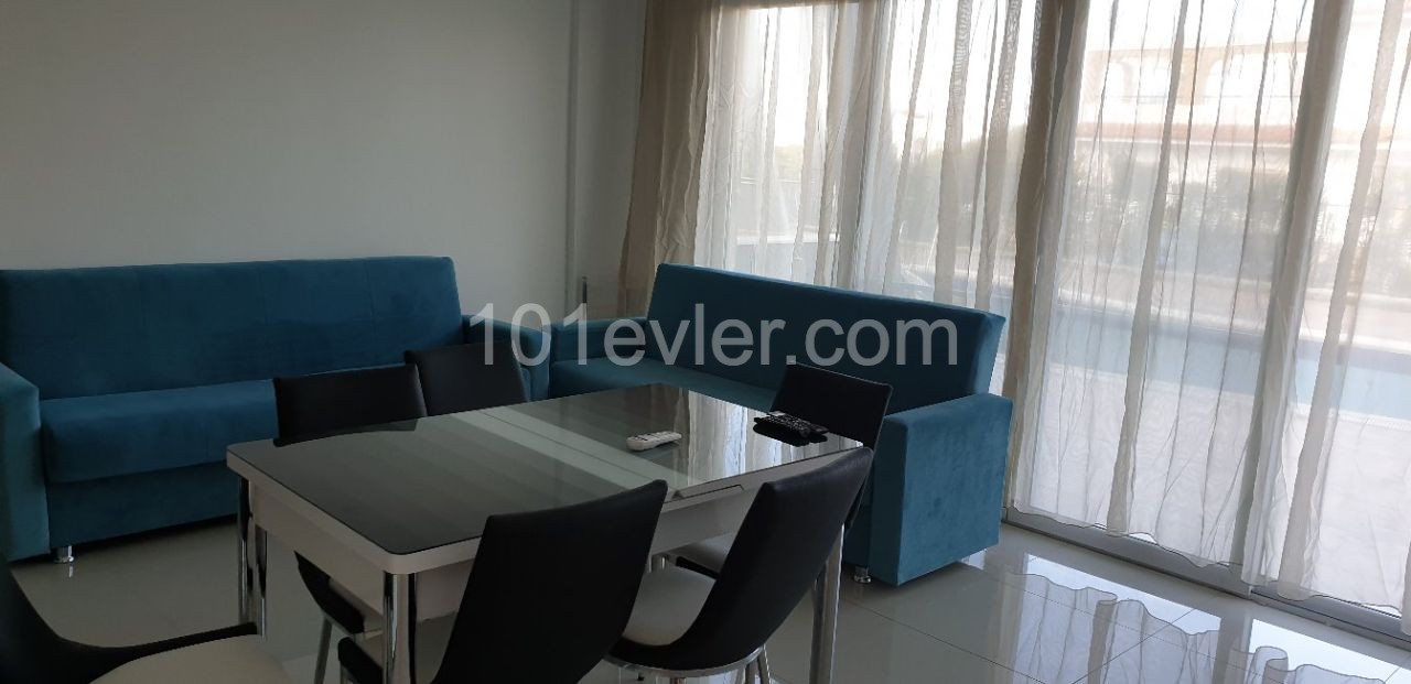 For sale Kyrenia-Alsancak 1+1, fully furnished, air-conditioned, has a terrace, half park, 42 square meters, first floor, in a complex with pool, 8 years building, equivalent to your husband.