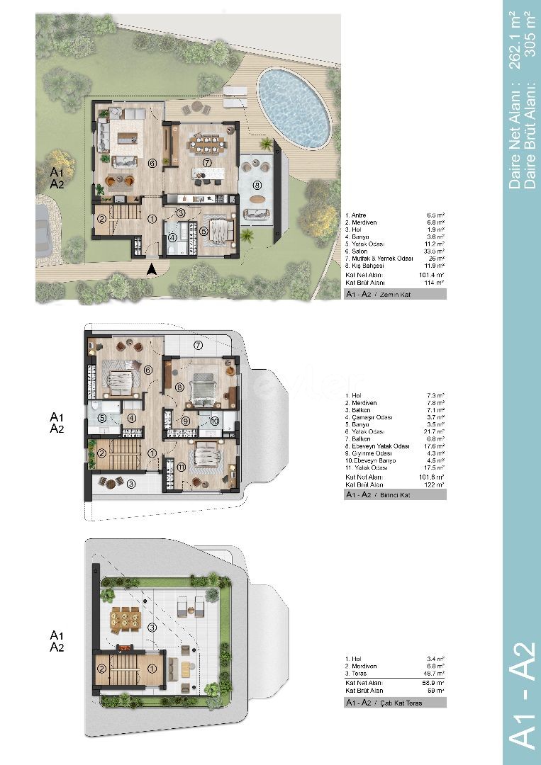 Кирени - виллы Lapta Twin 3+1, 4+1.