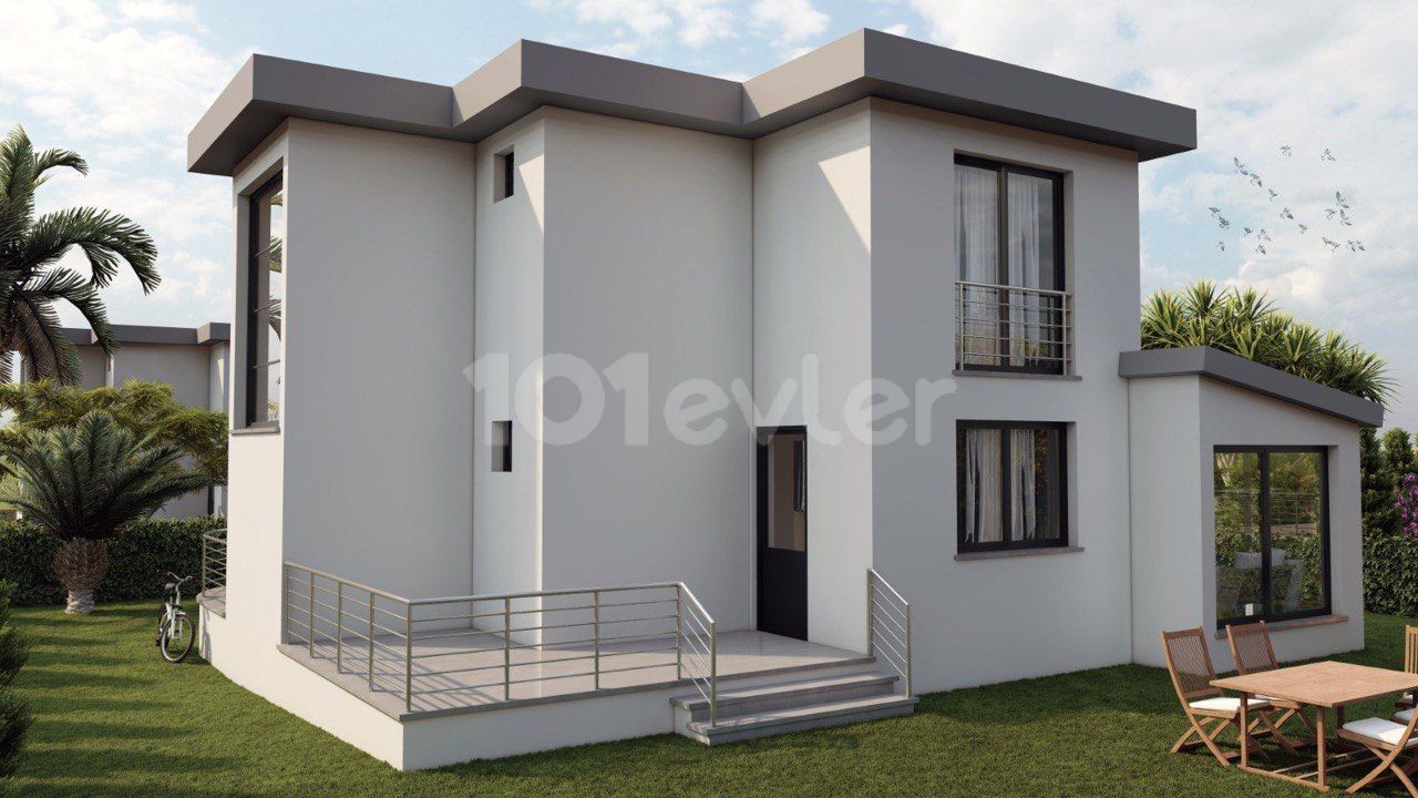 Kyrenia - Karşıyaka, 3 + 1 villa with a plot 500 meters from the sea is for sale.  One year installment, first installment 50%