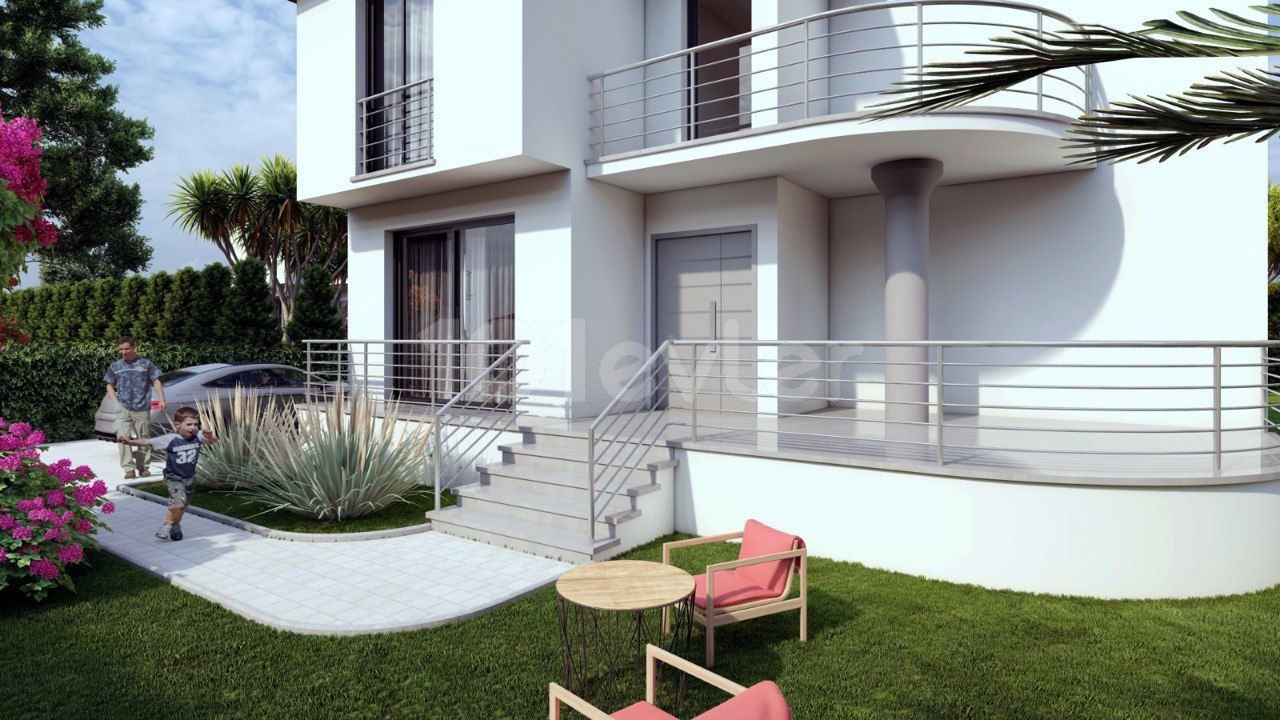 Kyrenia - Karşıyaka, 3 + 1 villa with a plot 500 meters from the sea is for sale.  One year installment, first installment 50%