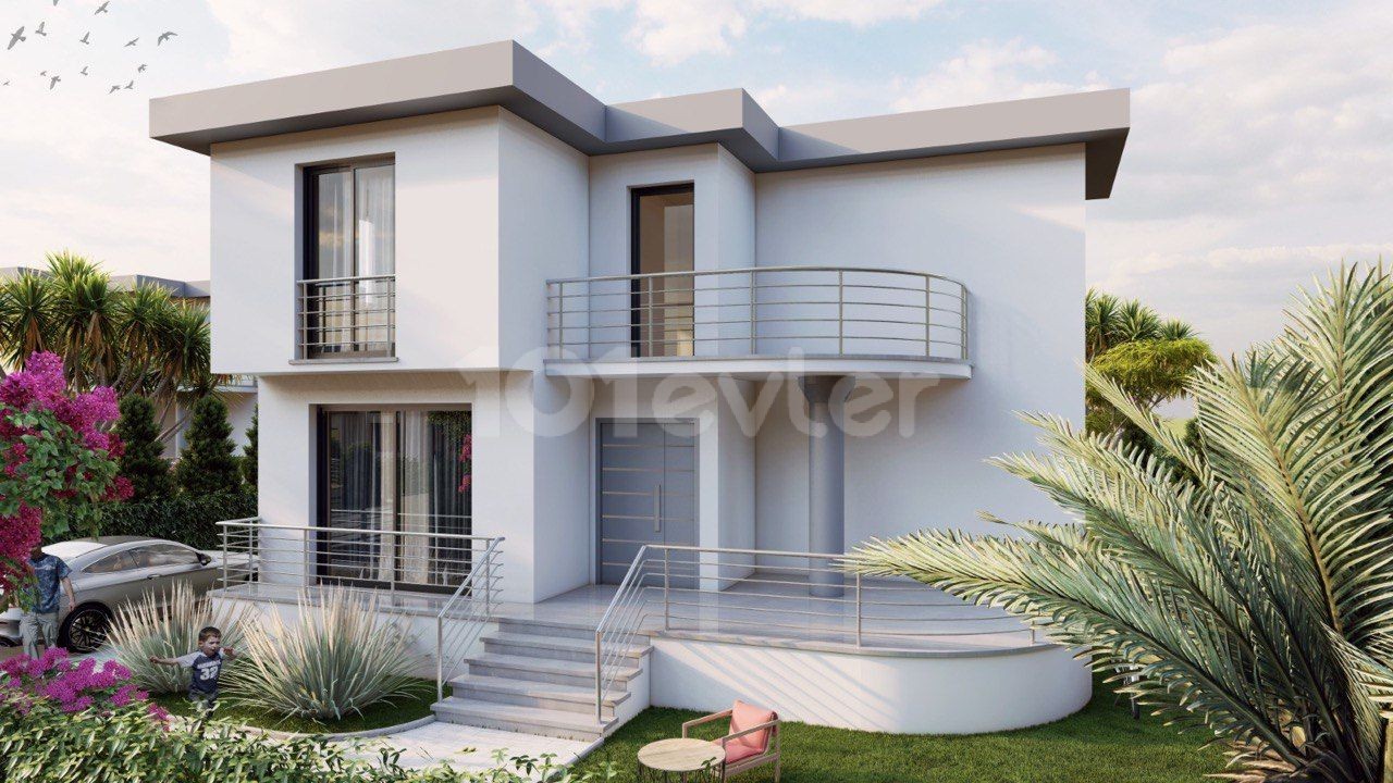 Kyrenia - Karşıyaka, 3 + 1 villa with a plot 500 meters from the sea is for sale.  One year installment, first installment 50%