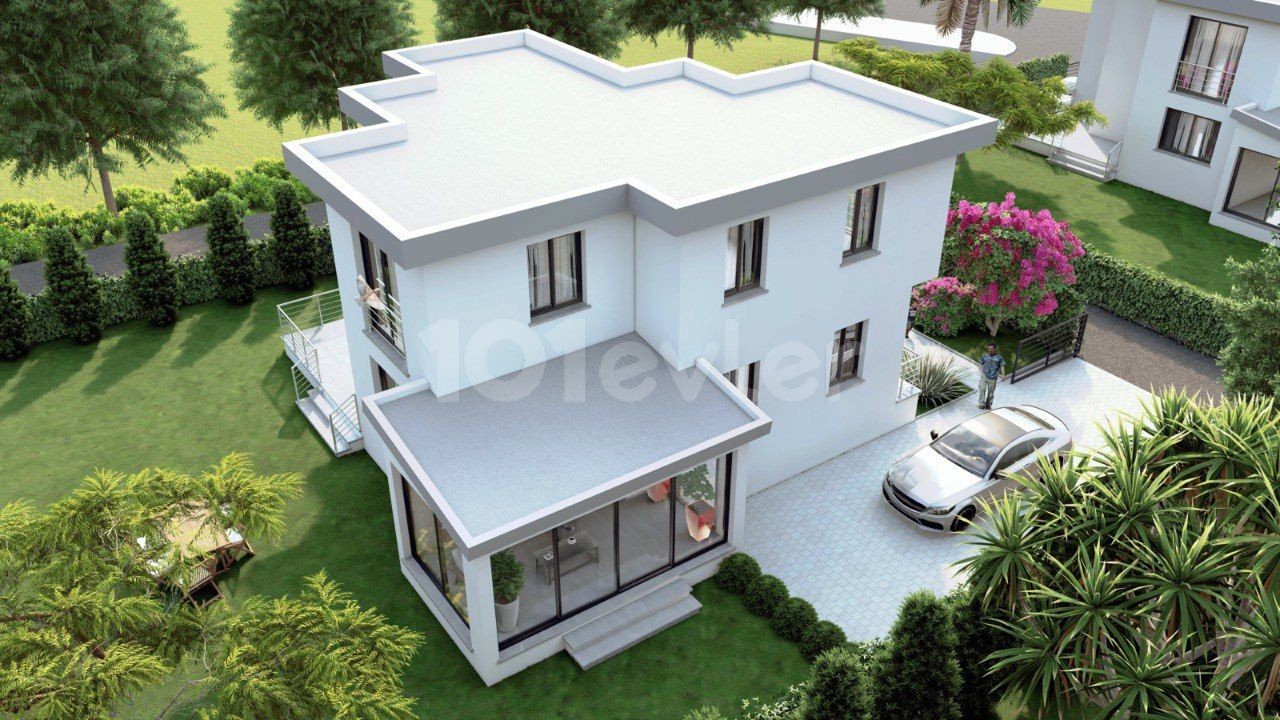 Kyrenia - Karşıyaka, 3 + 1 villa with a plot 500 meters from the sea is for sale.  One year installment, first installment 50%