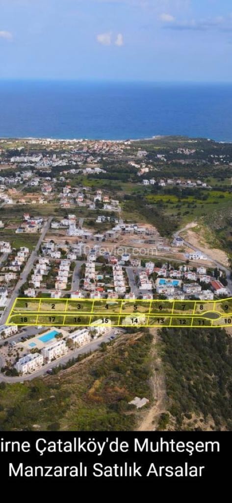 For sale, a dec80m2 Plot equivalent to 100%, with a large sea view, in one of the fast-developing areas at Çatalkoy ** 