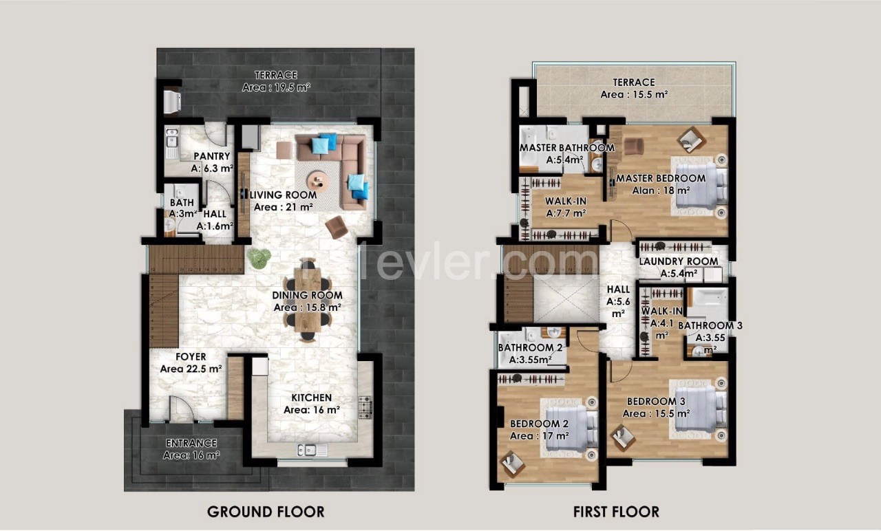 Sorgfältig gestaltete Luxusvilla mit 580 m2 Garten in Edremit mit 3 Elternzimmern ** 