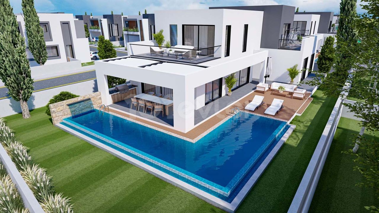 Villas with 3 + 1, 4 + 1 Options in an Ultra-Luxury Modern Site Located in Famagusta, Yenibogazici ** 