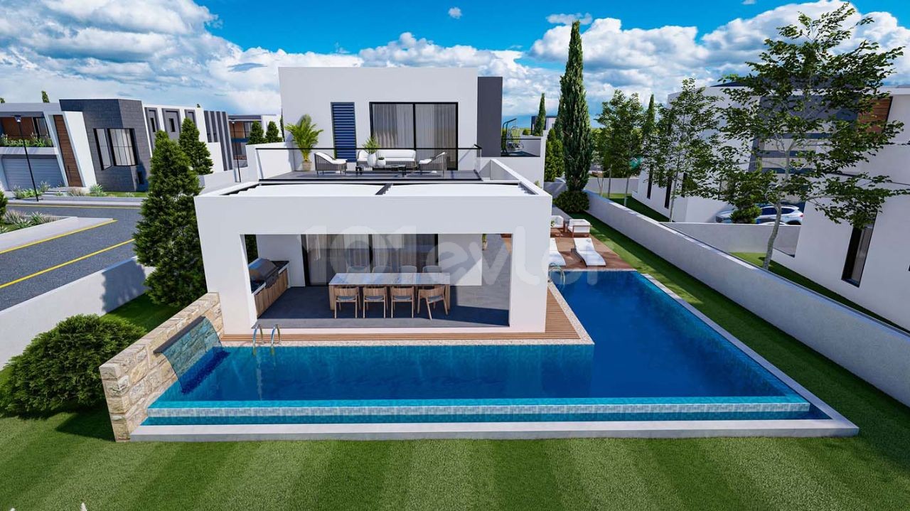 Villas with 3 + 1, 4 + 1 Options in an Ultra-Luxury Modern Site Located in Famagusta, Yenibogazici ** 