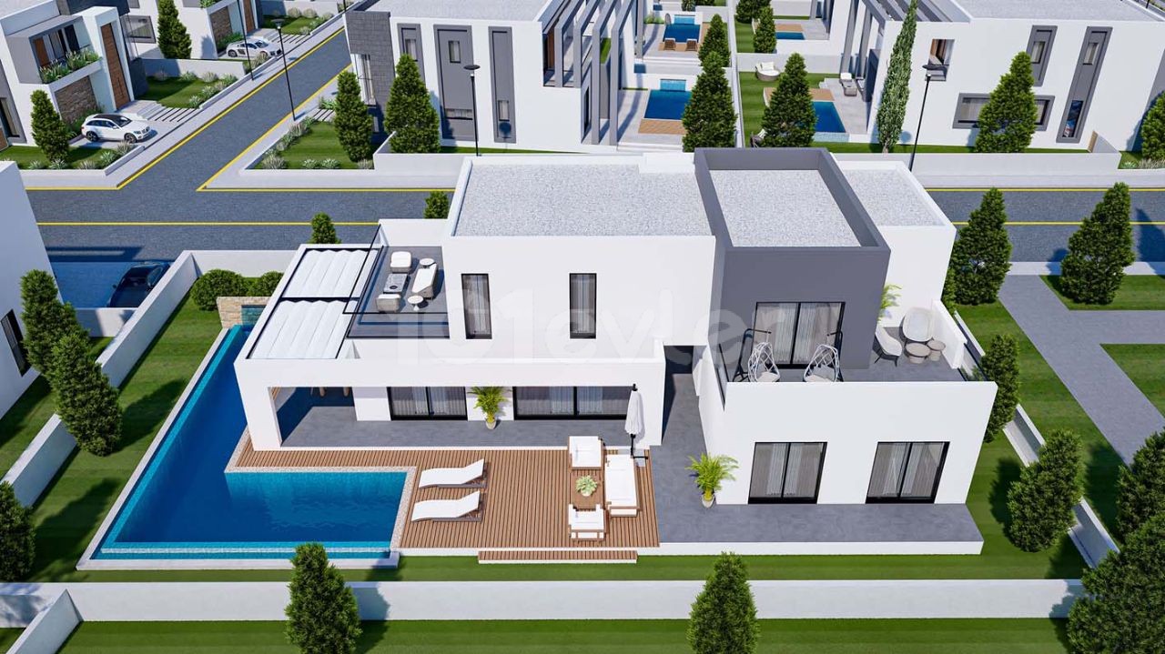 Villas with 3 + 1, 4 + 1 Options in an Ultra-Luxury Modern Site Located in Famagusta, Yenibogazici ** 