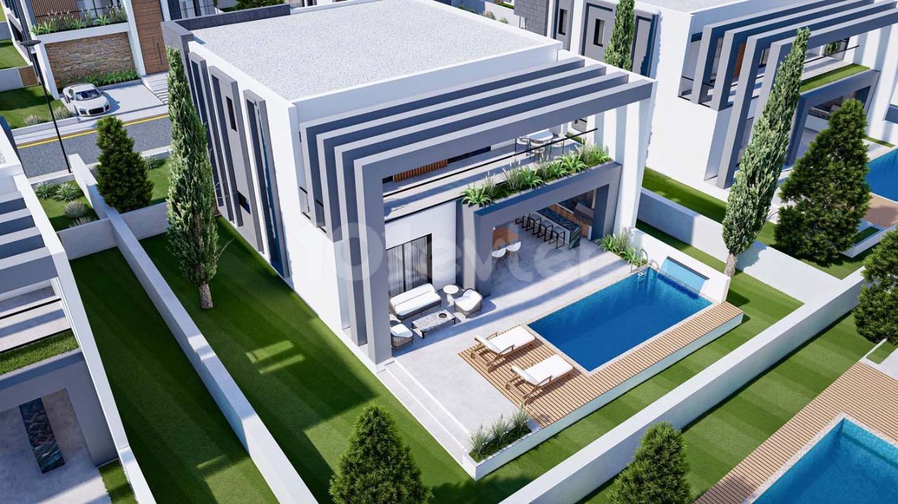 Villas with 3 + 1, 4 + 1 Options in an Ultra-Luxury Modern Site Located in Famagusta, Yenibogazici ** 