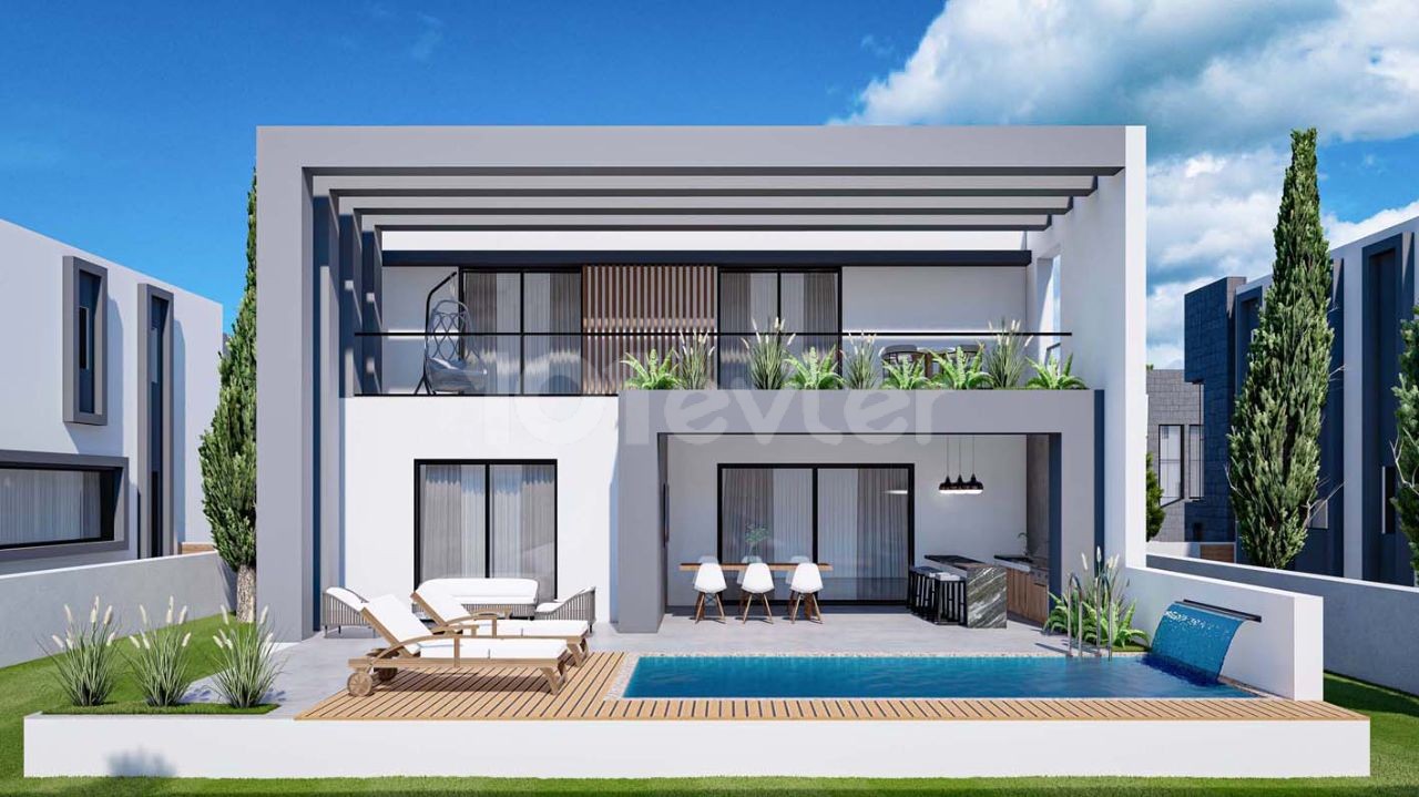 Villas with 3 + 1, 4 + 1 Options in an Ultra-Luxury Modern Site Located in Famagusta, Yenibogazici ** 