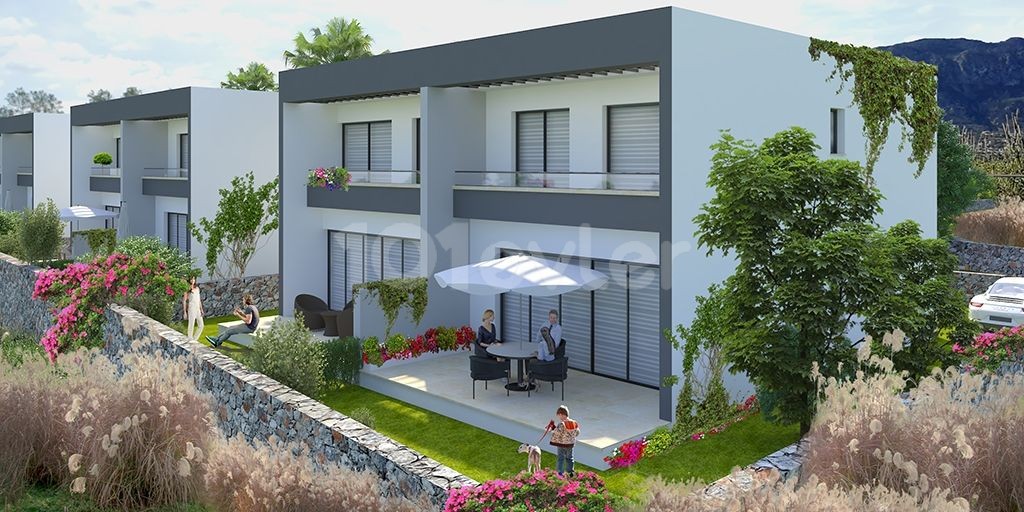 Girne Alsancak'da Kaliteli, Modern, Dağ ve Deniz Manzaralı 2+1 Şahane Uygun Fiyatlı İkiz Villa