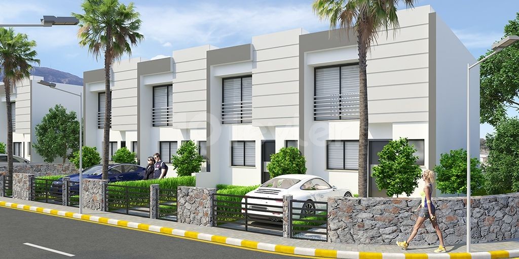 Girne Alsancak'da Kaliteli, Modern, Dağ ve Deniz Manzaralı 2+1 Şahane Uygun Fiyatlı İkiz Villa