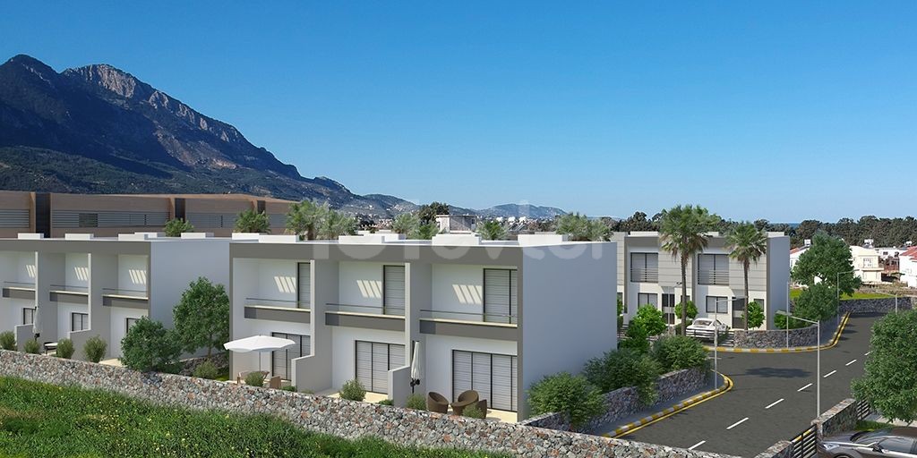 Girne Alsancak'da Kaliteli, Modern, Dağ ve Deniz Manzaralı 2+1 Şahane Uygun Fiyatlı İkiz Villa