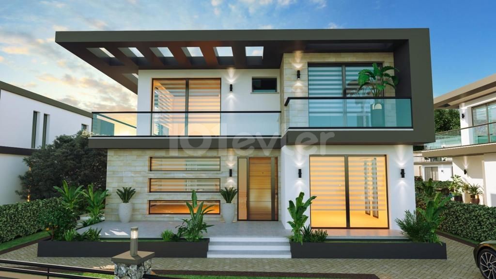 A Very Modern 4 + 1 Villa Located on a Site with a Pool and a View in Kyrenia, Çatalköy ** 