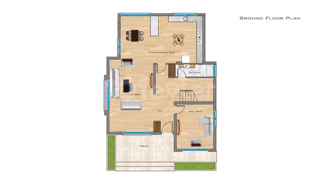 Girne, Çatalköy'de Havuzlu ve Manzaralı Site İçerisinde Bulunan Oldukça Modern 4+1 Villa