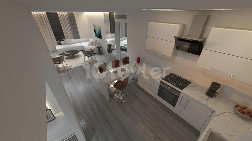 Girne Merkez'de  Oldukça Modern 3 Yatak Odalı ve 2 Yatak Odalı Penthouse Opsiyonlarıyla Satılık Daire