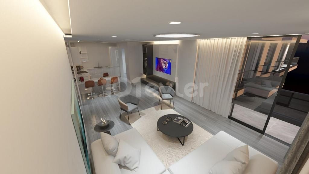 Girne Merkez'de  Oldukça Modern 3 Yatak Odalı ve 2 Yatak Odalı Penthouse Opsiyonlarıyla Satılık Daire