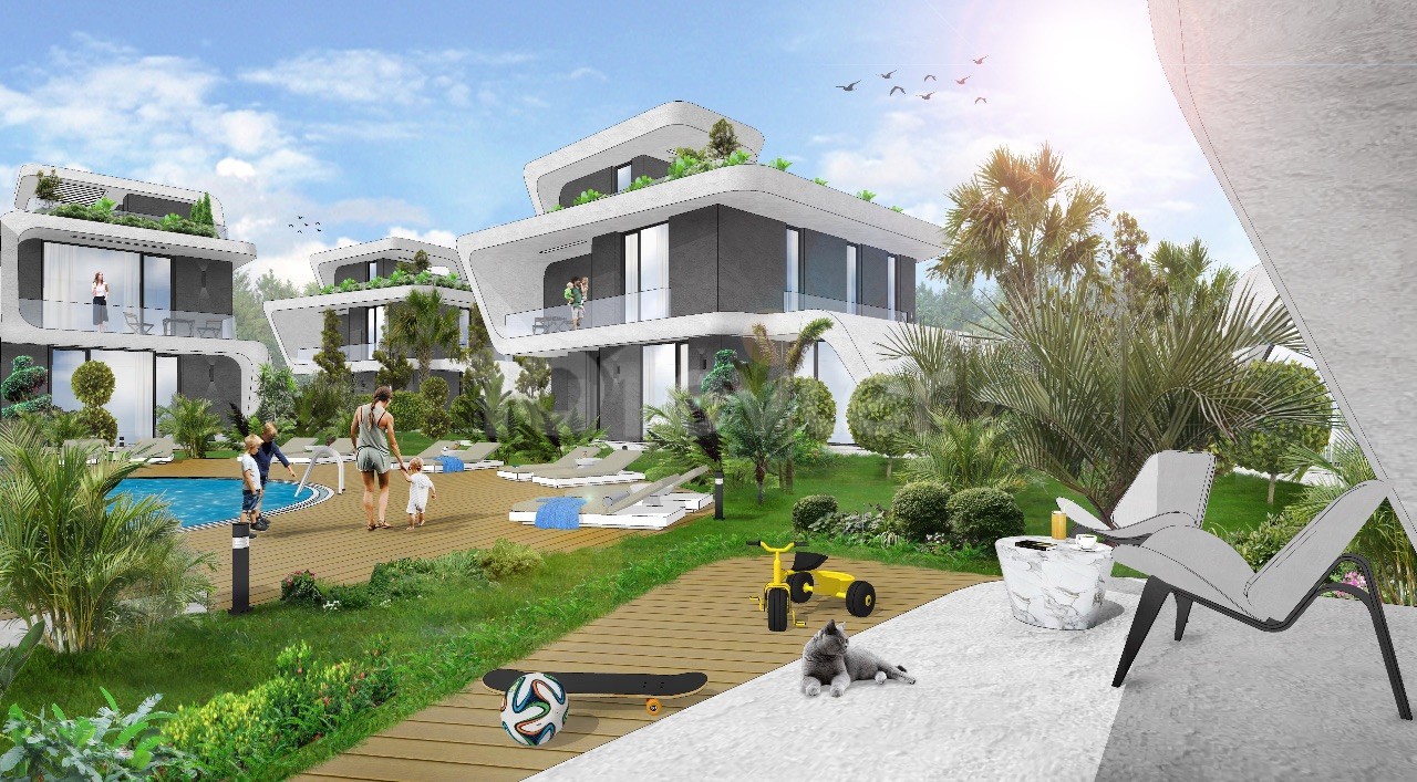 Girne Lapta'da 4 Yatak Odalı Villa ve 3 Yatak Odalı İkiz Villa Projemiz! 430 m2 bahçeli Ve Ortak havuzlu , Denize 300 Metre uzaklıkta Projemiz