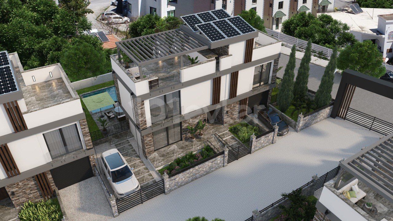 Girne Karaoğlanoğlu'nda 3 Yatak Odalı , Havuzlu Total 10 Villa'dan Oluşan Solar Sistem Altyapılı Ve Yarı-Akıllı Villa Projemiz