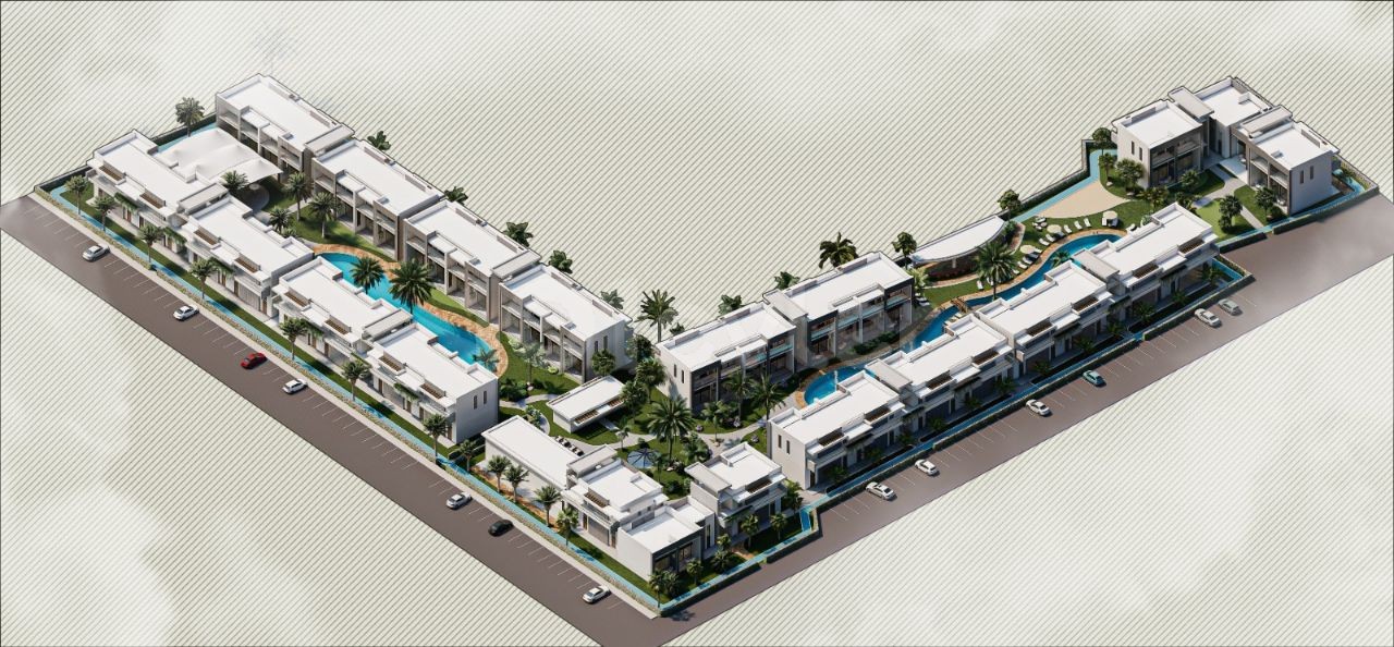 Unser neues Projekt mit 1, 2 und 3 Schlafzimmern (Loft & Studio, Penthouse und ähnliches) mit Pool und Restaurant, das eines der größten Projekte von Girne Karşıyaka sein wird