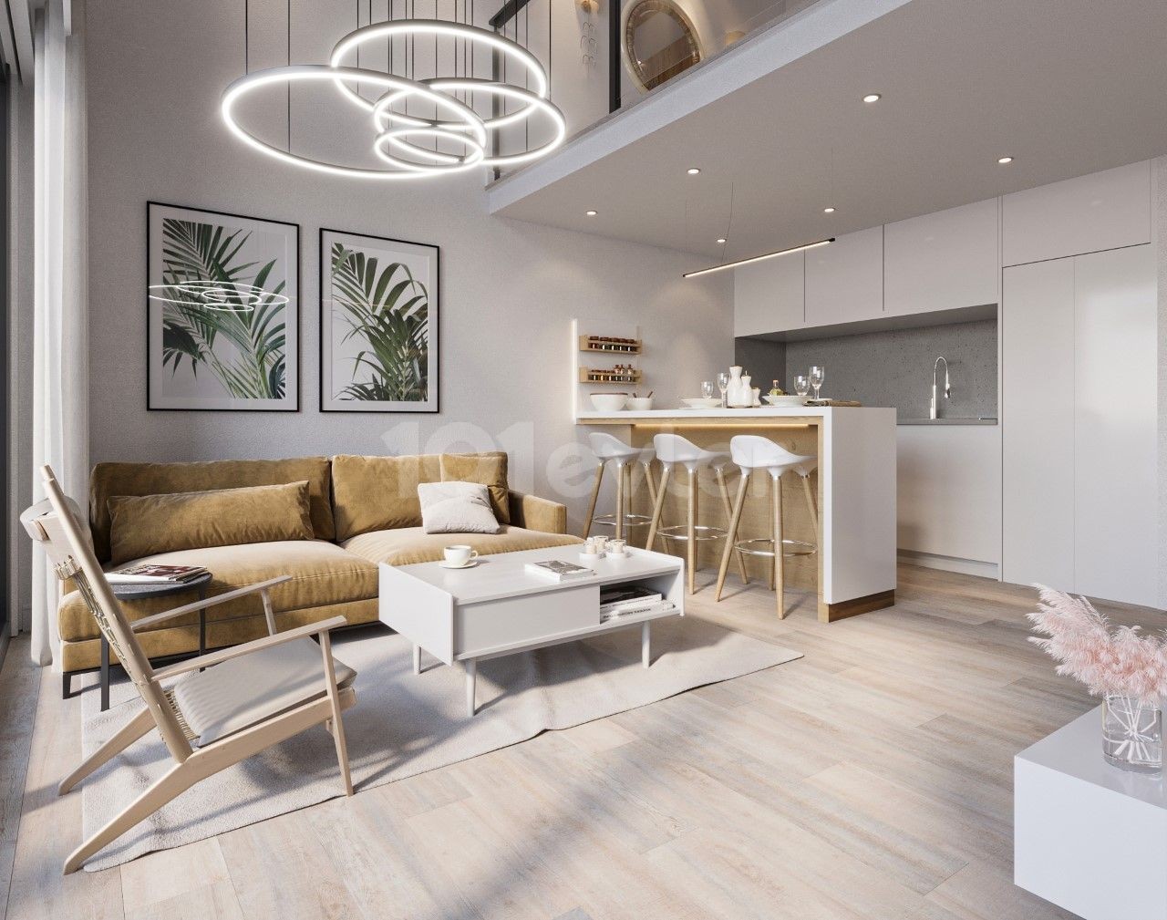 Unser neues Projekt mit 1, 2 und 3 Schlafzimmern (Loft & Studio, Penthouse und ähnliches) mit Pool und Restaurant, das eines der größten Projekte von Girne Karşıyaka sein wird