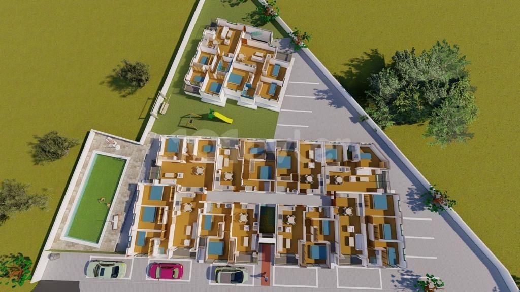 Girne Alsancak'ta 1 & 2 & 3 Yatak Odalı Dairelerden Oluşan , Nesih Villa Bölgesinde Yapılacak İlk Apartman Projelerinden Biri Olan Harika Tasarımlı Yeni Projemiz