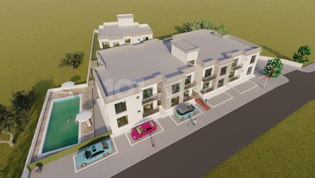 Girne Alsancak'ta 1 & 2 & 3 Yatak Odalı Dairelerden Oluşan , Nesih Villa Bölgesinde Yapılacak İlk Apartman Projelerinden Biri Olan Harika Tasarımlı Yeni Projemiz