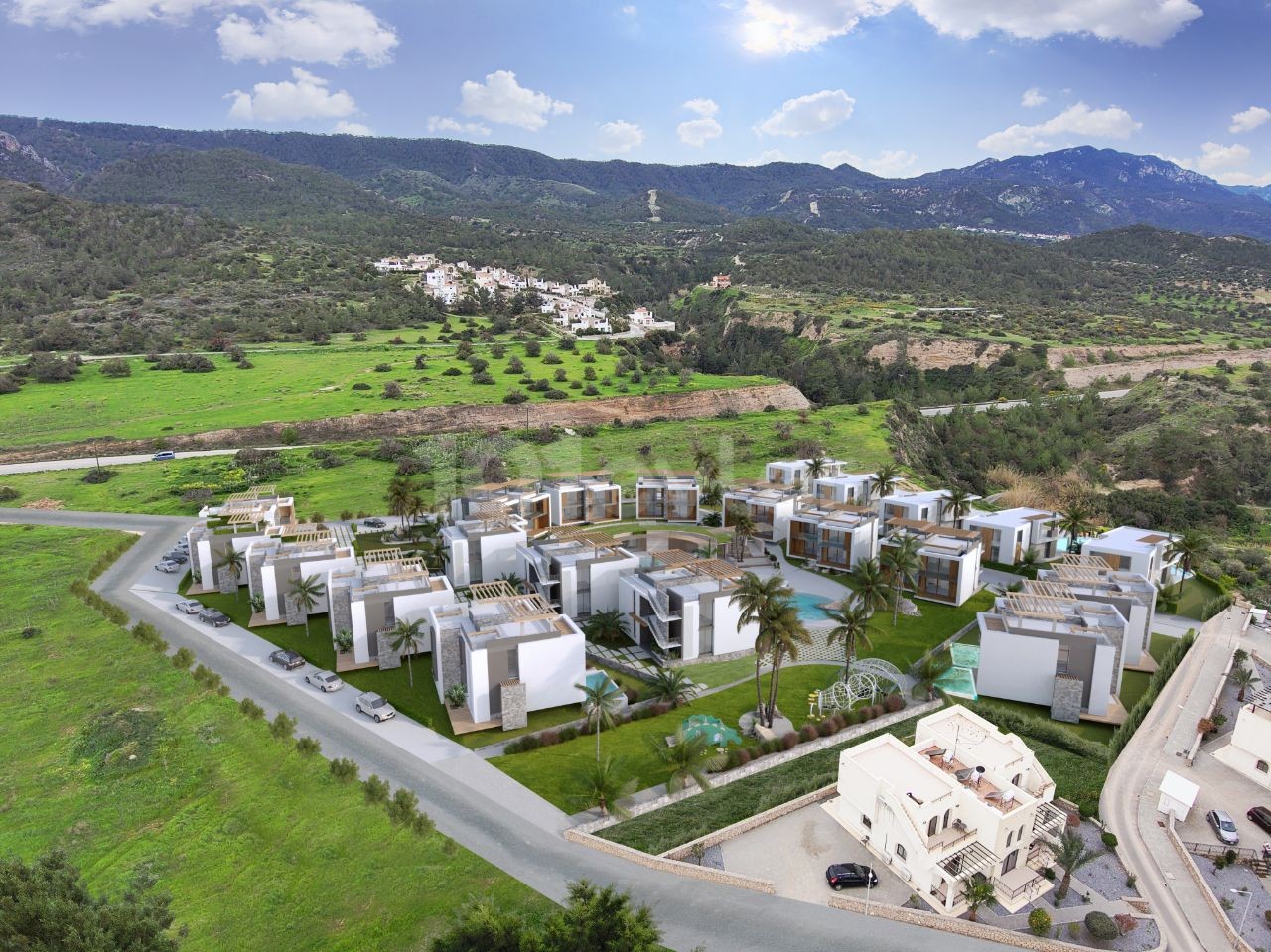 Unser neues Projekt in Esentepe, Kyrenia, das auf dem Meer mit einem Innenpool SPA und verschiedene unterirdische Unternehmen mit einem gemeinsamen Pool als Villen und Wohnungen gebaut wird.
