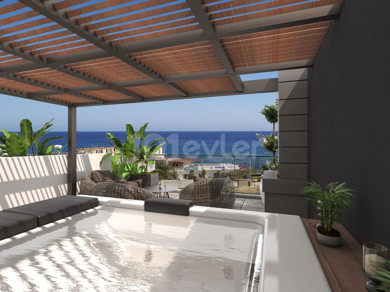 Unser neues Projekt von 35 2-Zimmer-Wohnungen mit Whirlpool, Terrasse und Gemeinschaftspool in Girne Karşıyaka