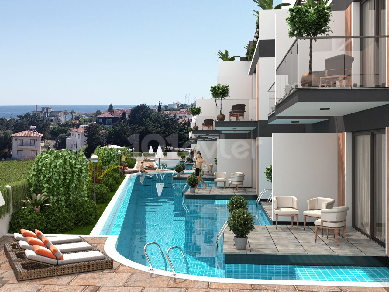 Our New Project of 35 2 Bedroom Flats with Jacuzzi and Terrace and Shared Pool in Girne Karşıyaka