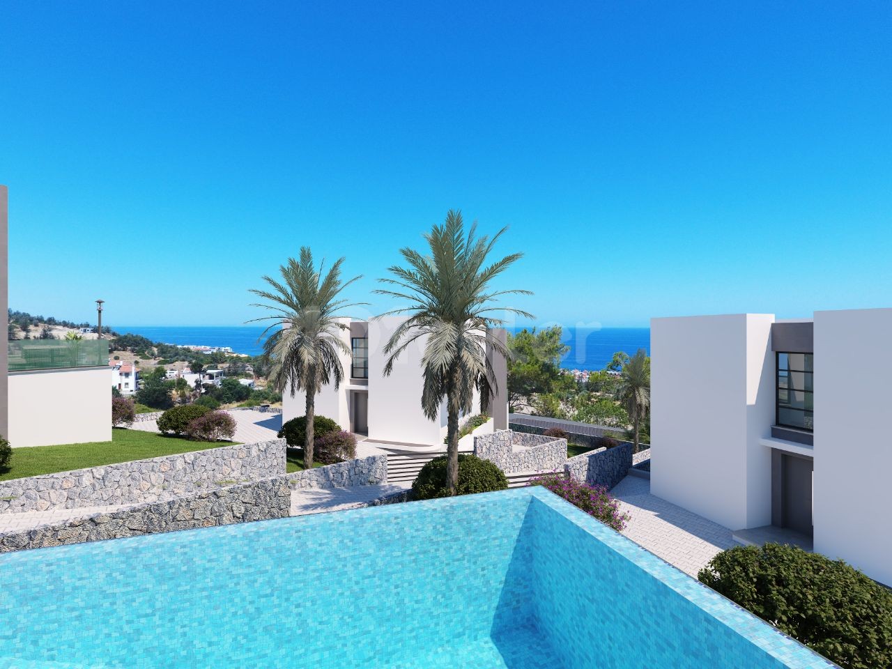 Kyrenia Esentepe 3 Bedroom Villa with Infinity Pool Intertwined with Sea and Mountain