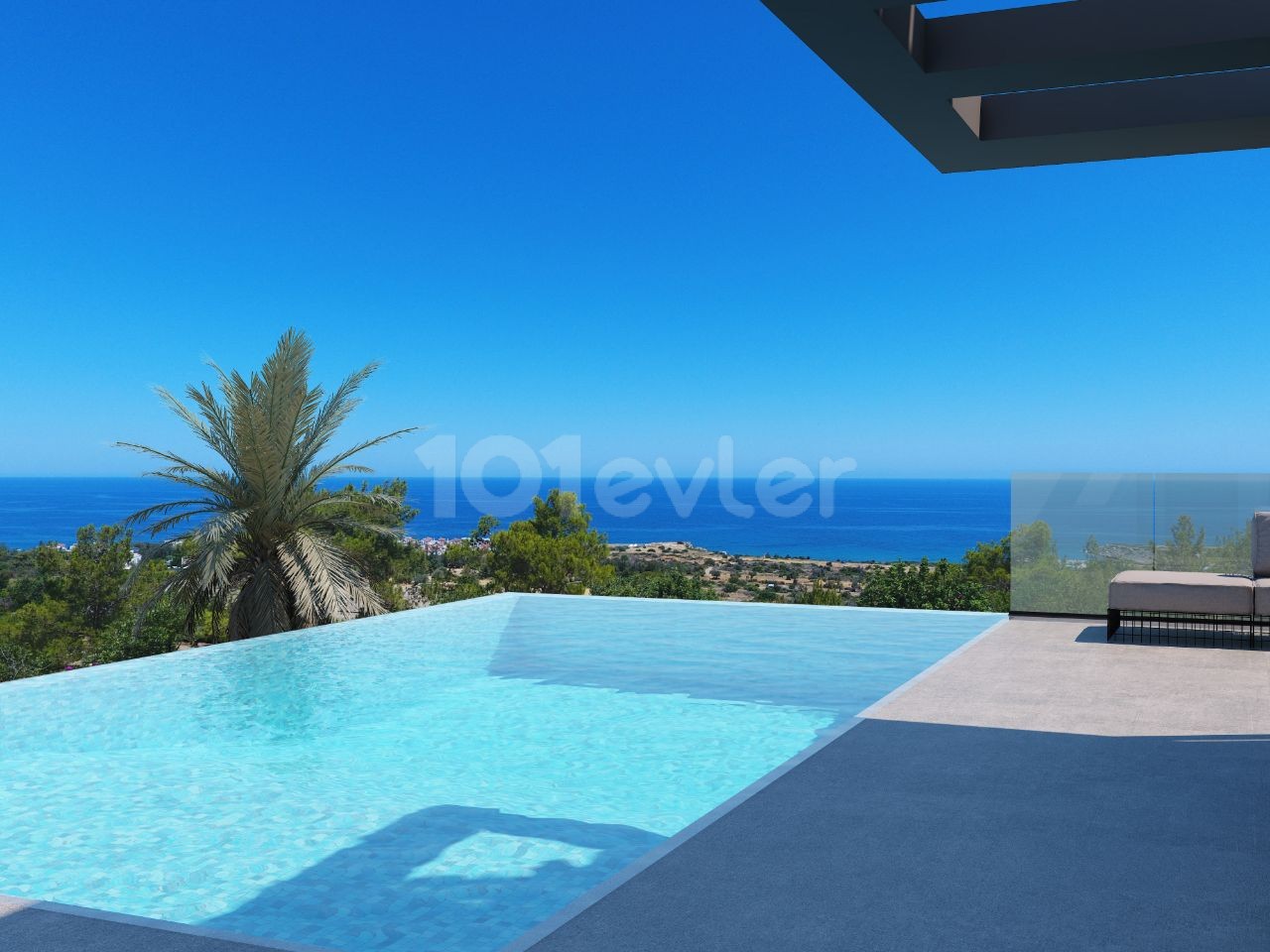 Kyrenia Esentepe 3 Bedroom Villa with Infinity Pool Intertwined with Sea and Mountain