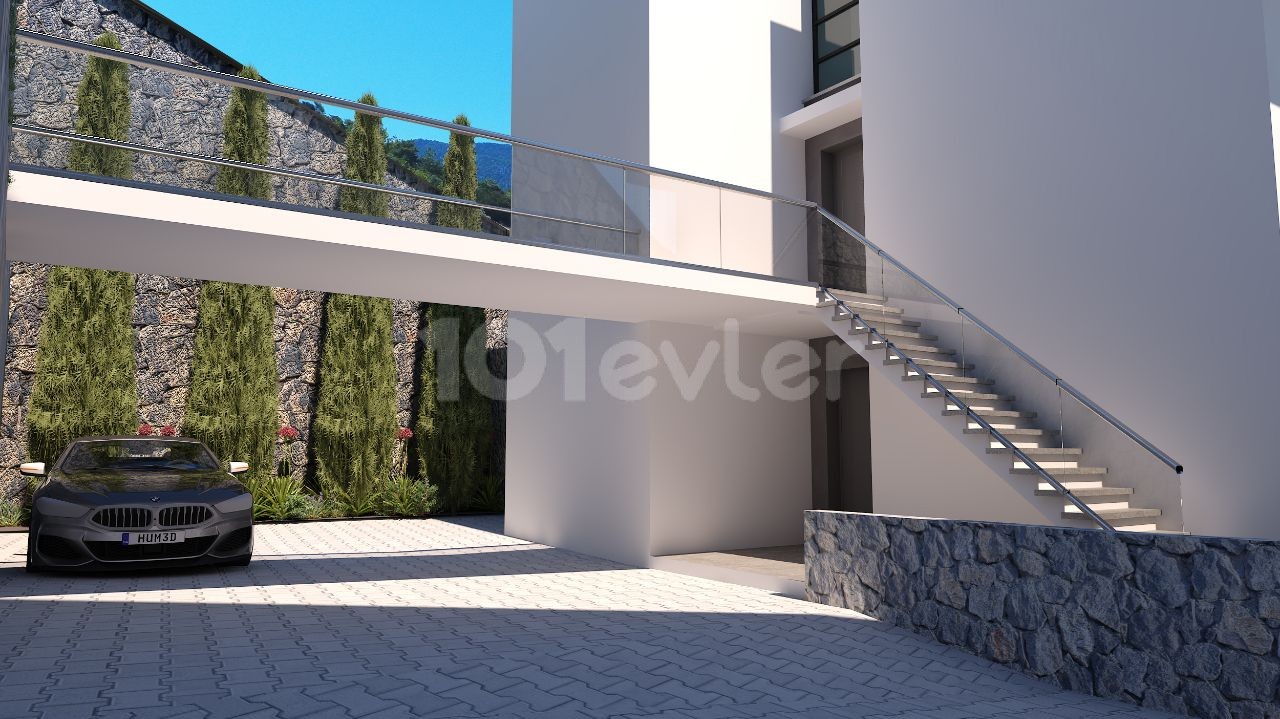 Kyrenia Esentepe 3-Schlafzimmer-Villa mit Infinity-Pool in Verbindung mit Meer und Bergen