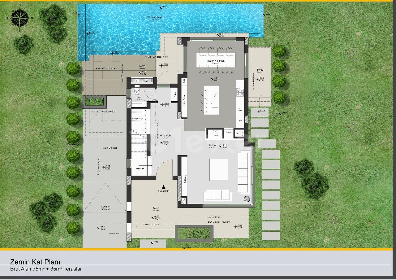 Ozanköy'de Panoramik Dağ ve Deniz Manzaralı 3+1 LÜX Villa - Doğa Koleji ve İlim Üniversitesi'ne Yakın