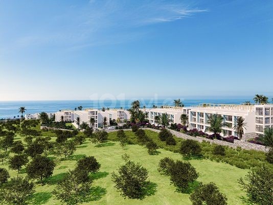 Luxuriöses Gartenapartment mit 1 Schlafzimmer, Duplex-Penthouse und Bungalow am Meer zum Verkauf in Küçük Erenköy, Famagusta