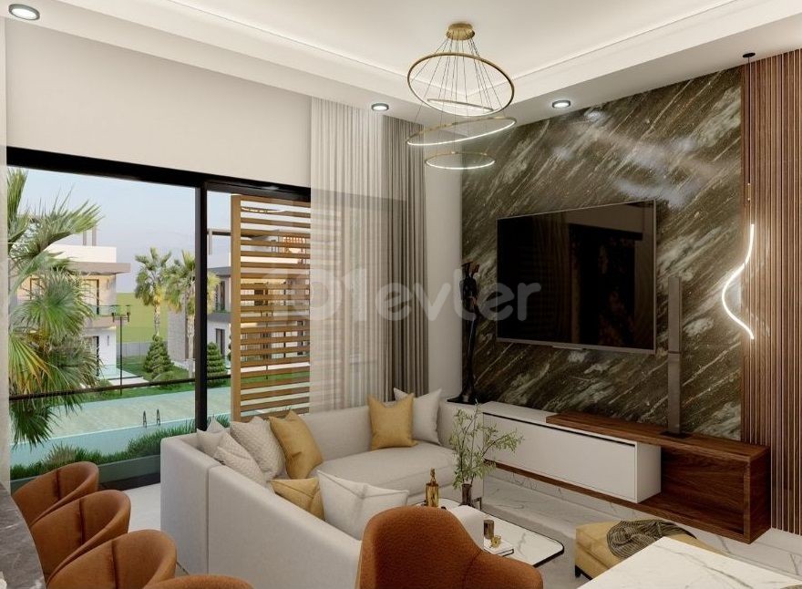 Schöne Wohnung mit 2 Schlafzimmern und 2 Bädern und Gemeinschaftspool zum Verkauf in Yeni Erenköy – İskele