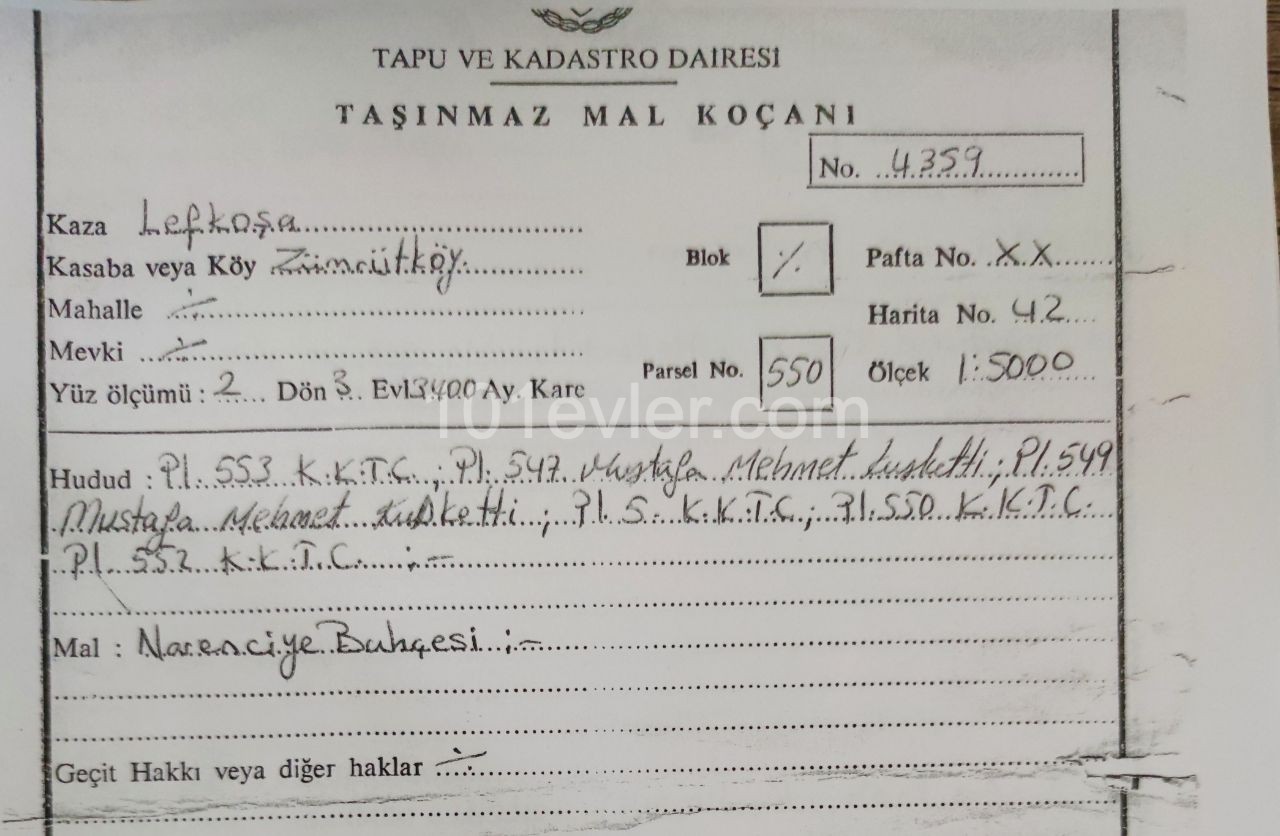 Zümrütköyde köyiçi 5 dönüm 1 evlek eşdeğer koçan satılık tarla