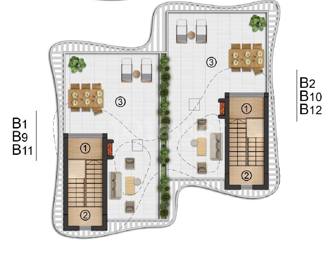 Townhouses 3+1 olive garden modern architecture 220000£ kyrenia lapta