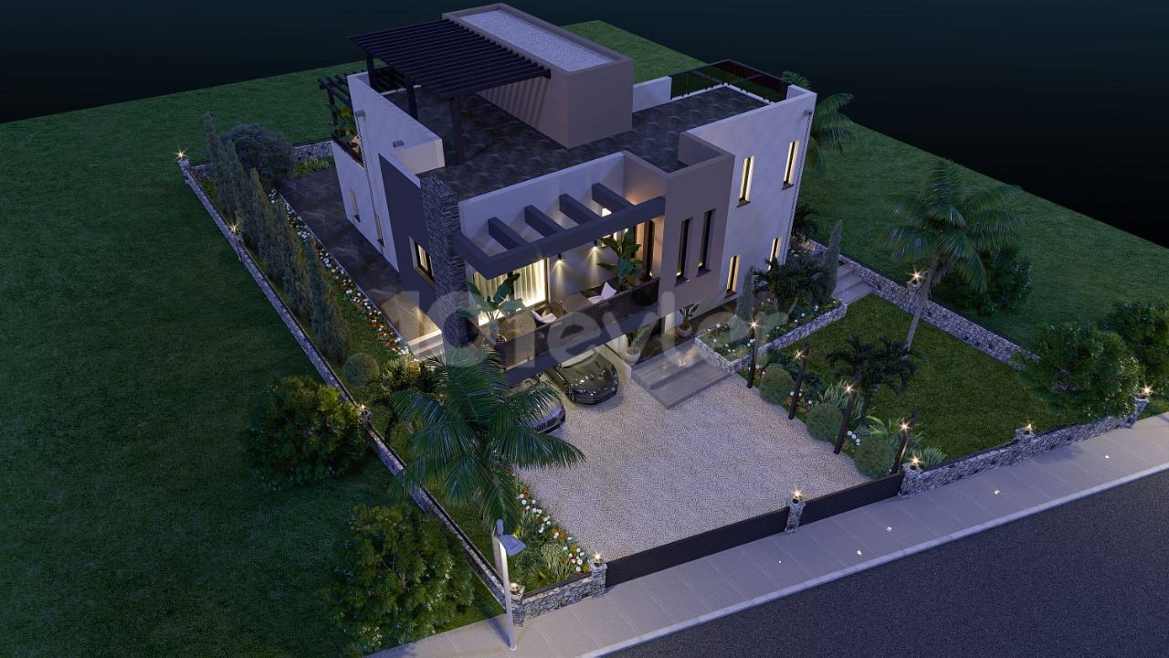 4+1 luxury villa for sale in the Alsancak with Sea and mountain view 