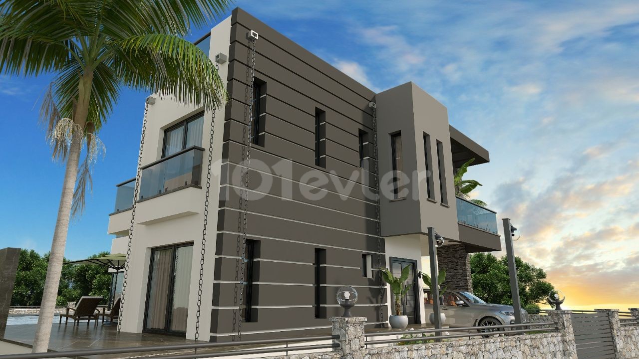 Modern design 4+1 villa with swimming pool for sale in Laptada