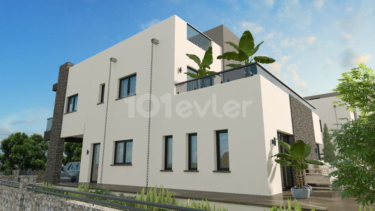 Modern design 4+1 villa with swimming pool for sale in Laptada