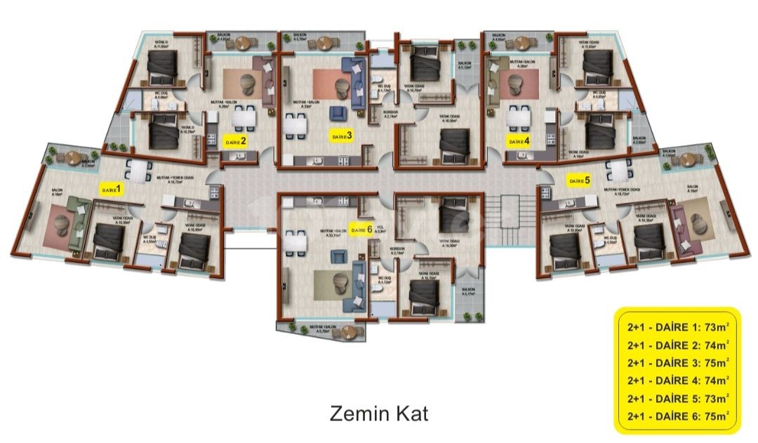 Laptada yeni tamamlanmış satılık 2+1 daireler