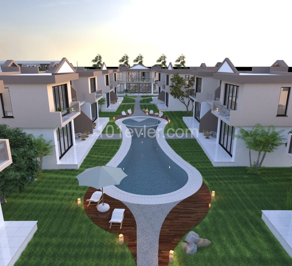 A new life begins in Kyrenia Lapta. 3 Bedroom twin detached house on a site with a shared pool. 05338403555 ** 