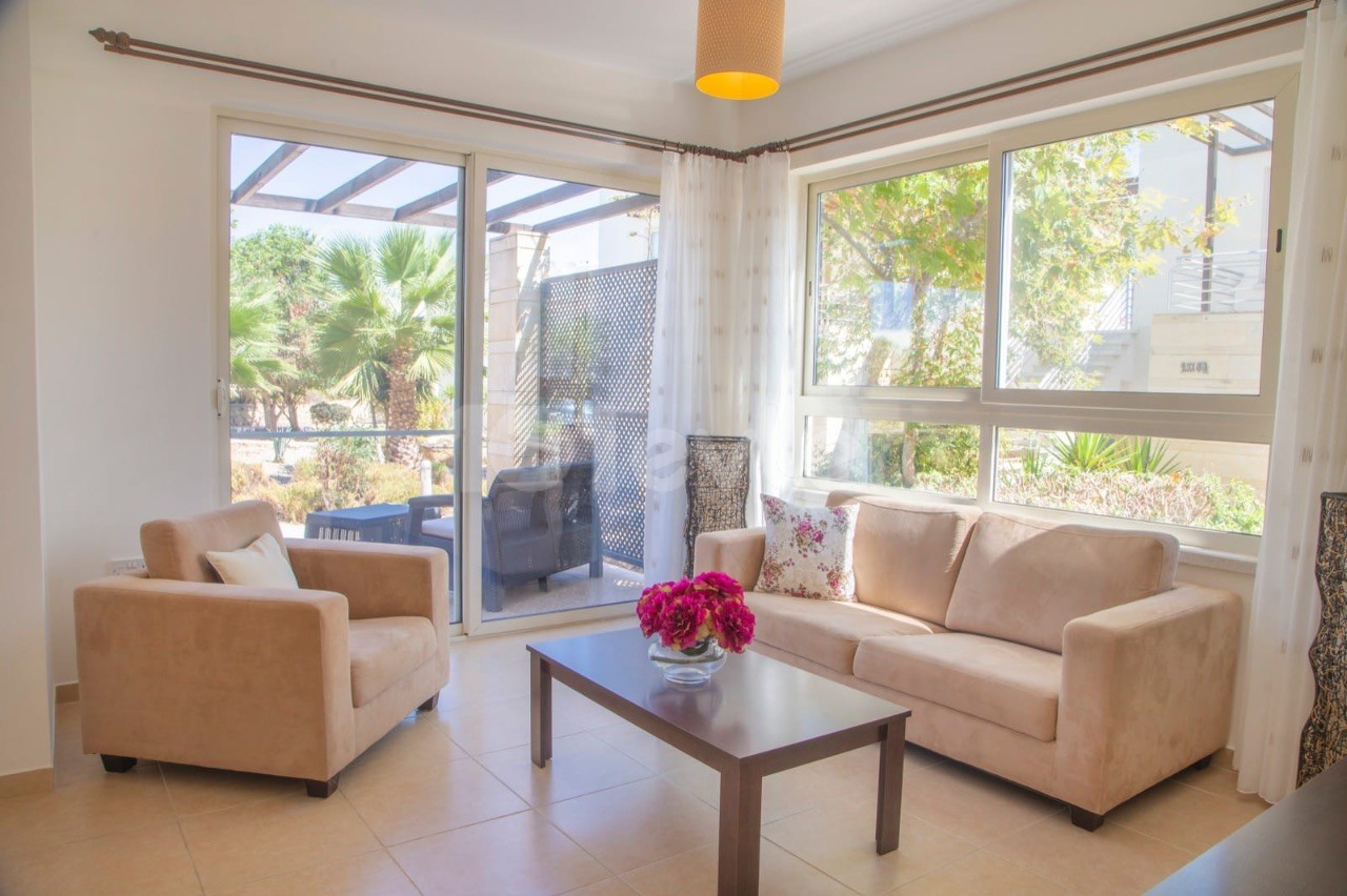 Spacious Fully Furnished Terraced Apartment in Front of the Ground Floor Garden Pool in Esentepe, Kyrenia ** 