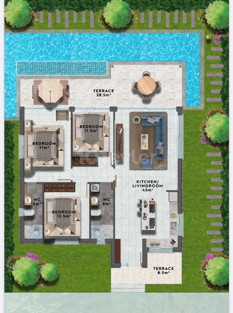 Denize sıfır eşsiz bir projede 3+1 müstakil özel havuzlu villa 