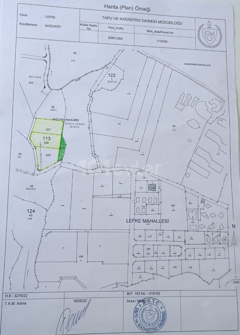 PERFECT OPPORTUNITY LAND WITH APPLICABLE ZONING (2+1) 59 FLATS OF 65M2 WITH APPLICABLE ZONING WITH FASIL96 AT LEFKE UNIVERSITY BORDER 30M DISTANCE ** 