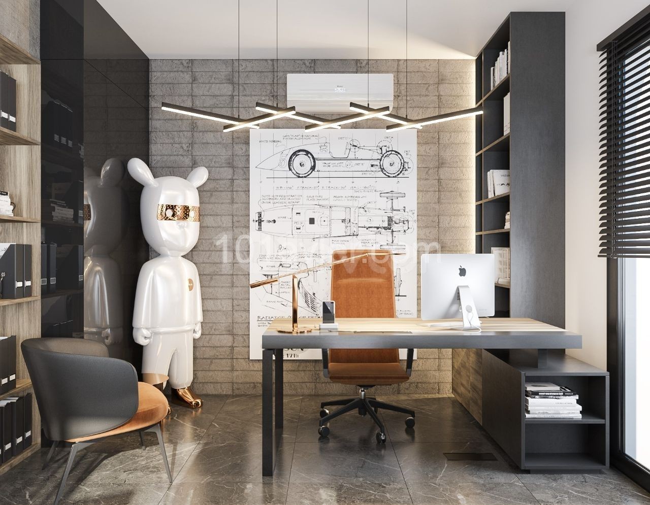 Girne Merkezde 42 m² Açık Plan Ofis, Duş & Wc