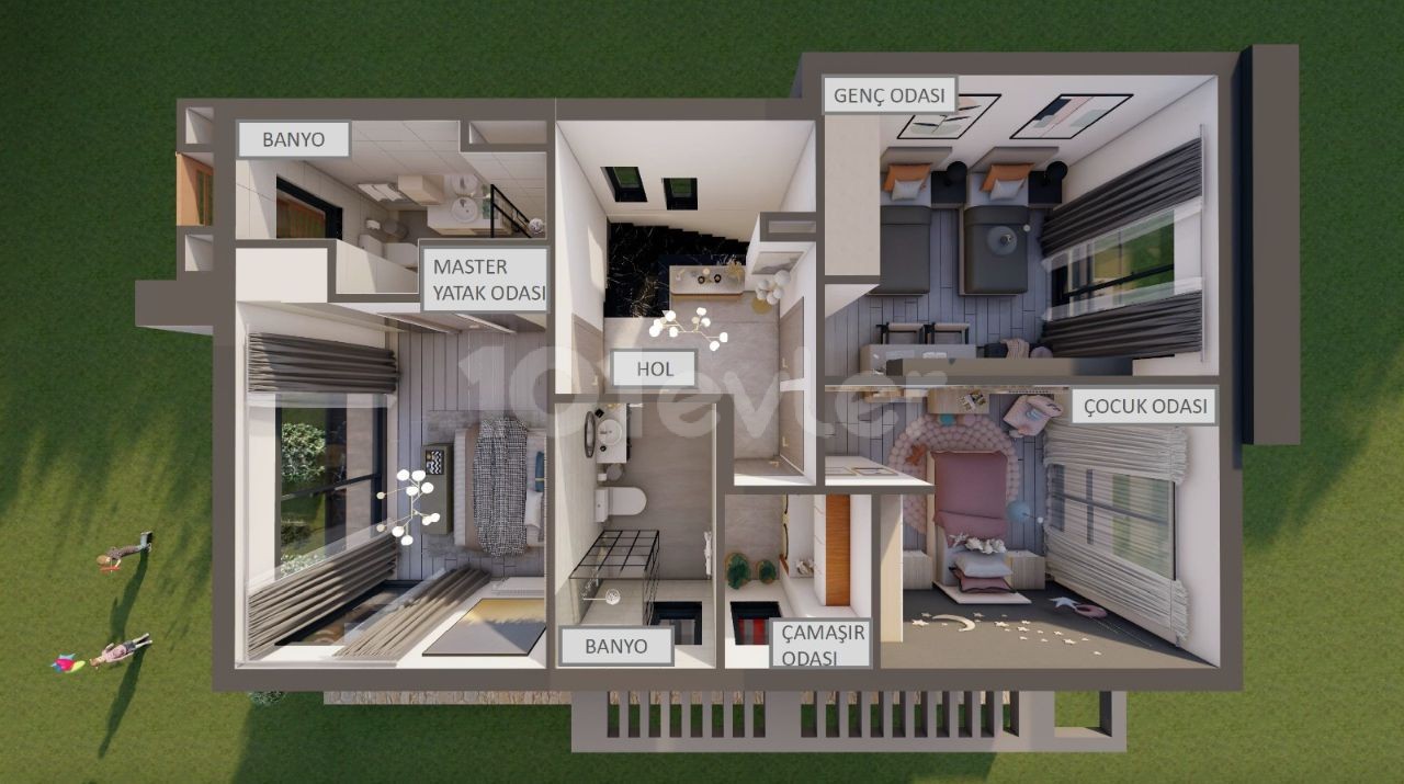 Gönyeli Moderna Villaları 3 Yatak odalı  2 Tip secenek vardır  130m2- 150 m2 