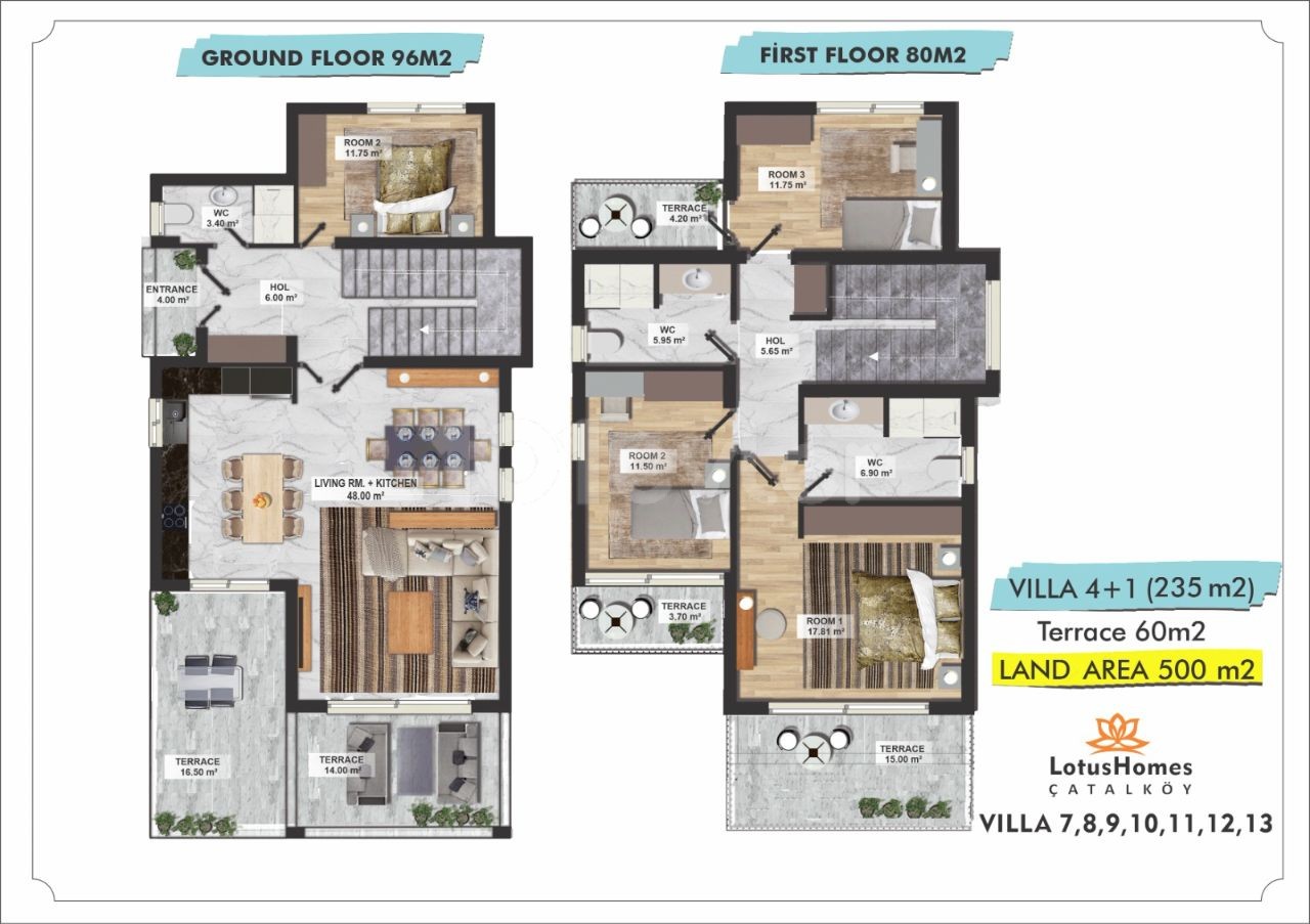 ÇATALKÖY LOTUS HOME VILLAS 3+1 (250M2 1. VİLLA)