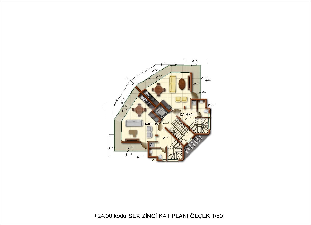 Girne merkez şehrin göbeğinde ama şehrin kalabalığından uzakta 2+1  penthouse taşınmaya hazır